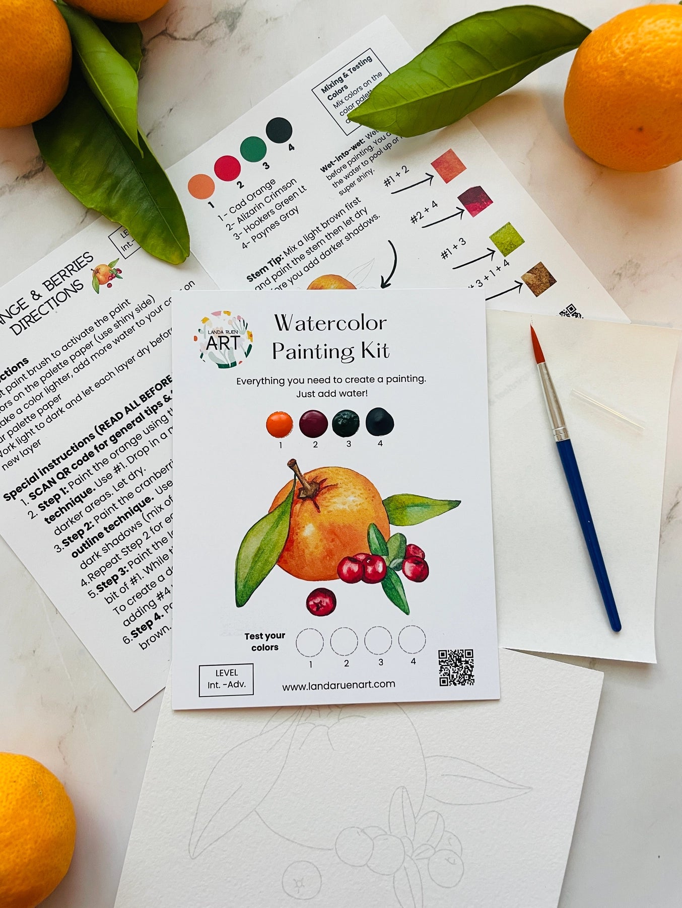 Mandarin and Cranberry Watercolor Kit